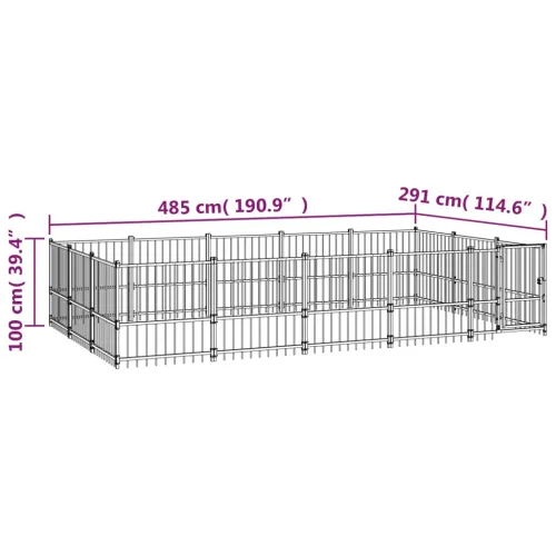 Vanjski kavez za pse čelični 14,11 m² - 485 x 291 x 100 cm 1 Cijena