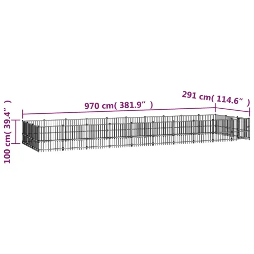 Vanjski kavez za pse čelični 28,23 m² - 970 x 291 x 100 cm 1 Cijena