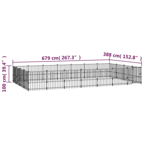 Vanjski kavez za pse čelični 26,35 m² - 679 x 388 x 100 cm 1 Cijena