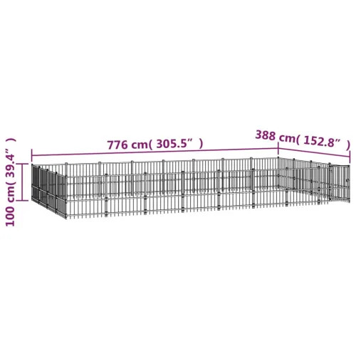 Vanjski kavez za pse čelični 30,11 m² - 776 x 388 x 100 cm 1 Cijena