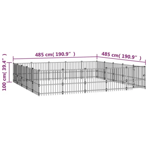 Vanjski kavez za pse čelični 23,52 m² - 485 x 485 x 100 cm 1 Cijena