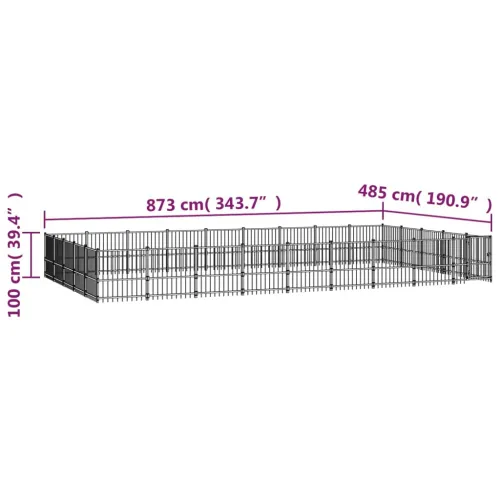 Vanjski kavez za pse čelični 42,34 m² - 873 x 485 x 100 cm 1 Cijena
