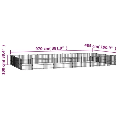 Vanjski kavez za pse čelični 47,05 m² - 970 x 485 x 100 cm 1 Cijena