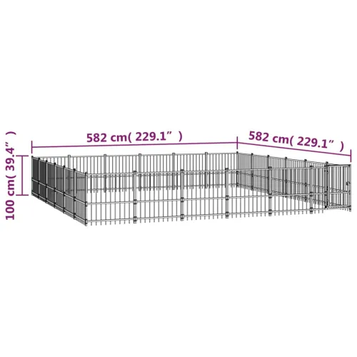 Vanjski kavez za pse čelični 33,87 m² - 582 x 582 x 100 cm 1 Cijena