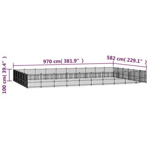 Vanjski kavez za pse čelični 56,45 m² - 970 x 582 x 100 cm 1 Cijena