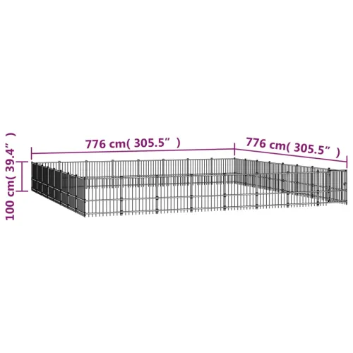 Vanjski kavez za pse čelični 60,22 m² - 776 x 776 x 100 cm 1 Cijena