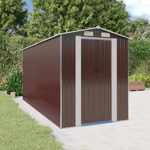 Vrtna kućica - Vrtno spremište tamnosmeđe 192x440x223 cm pocinčani čelik - 192 x 440 x 223 cm 1 192 x 440 x 223 cm Cijena