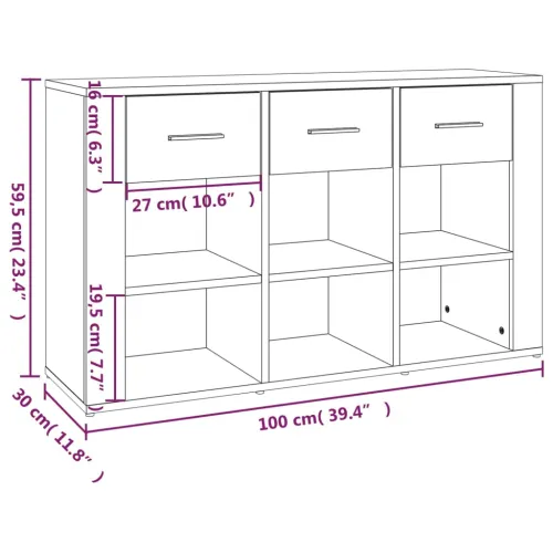 Komoda boja dimljenog hrasta 100x30x59,5 cm konstruirano drvo - Dimljeni hrast 1 Dimljeni hrast Cijena