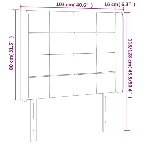 LED uzglavlje tamnosmeđe 103 x 16 x 118/128 cm od tkanine - Tamno smeđa 103 x 16 x 118/128 cm Cijena