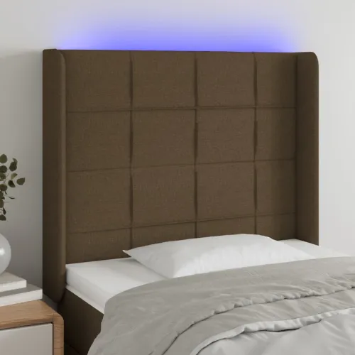 LED uzglavlje tamnosmeđe 103 x 16 x 118/128 cm od tkanine - Tamno smeđa 103 x 16 x 118/128 cm Cijena