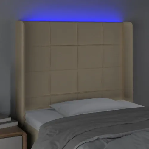 LED uzglavlje krem 103 x 16 x 118/128 cm od tkanine - Krema 103 x 16 x 118/128 cm Cijena