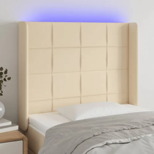 LED uzglavlje krem 103 x 16 x 118/128 cm od tkanine - Krema 103 x 16 x 118/128 cm Cijena