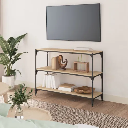 TV ormarić boja hrasta 100x33x70,5 cm konstruirano drvo i čelik - sonoma hrast 1 70.5 cm 100 cm Cijena