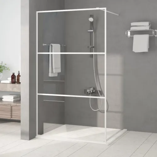 Pregrada za tuš bijela 115 x 195 cm s prozirnim staklom ESG - Bijela 115 x 195 cm Transparentan Cijena