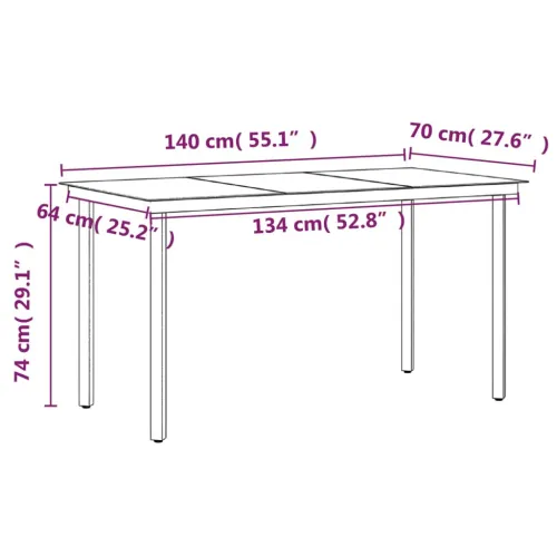 Vrtna garnitura - 5-dijelni vrtni blagovaonski set s jastucima crni - Crna Dužina stola 140 cm 4 Cijena