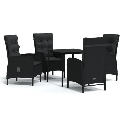 Vrtna garnitura - 5-dijelni vrtni blagovaonski set s jastucima crni - Crna Dužina stola 80 cm 4 Cijena
