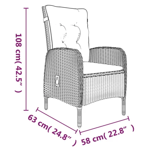 Vrtna garnitura - 3-dijelni vrtni blagovaonski set s jastucima sivo-crni - Siva i crna Dužina stola 80 cm 2 Cijena