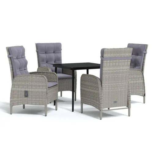 Vrtna garnitura - 5-dijelni vrtni blagovaonski set s jastucima sivo-crni - Siva i crna Dužina stola 80 cm 4 Cijena