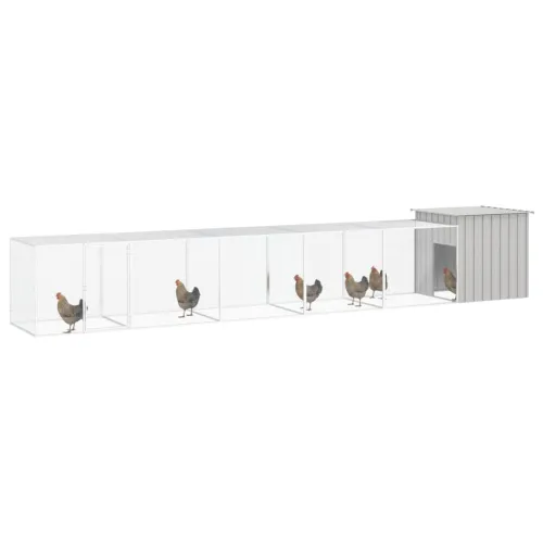 Kavez za kokoši sivi 600 x 91 x 100 cm od pocinčanog čelika - Siva 600 x 91 x 100 cm Cijena