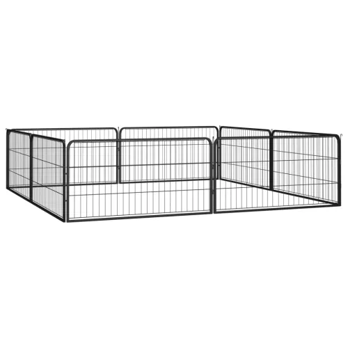 Ograda za pse s 8 panela crna 100 x 50 cm čelik obložen prahom - 300 x 100 x 50 cm Cijena