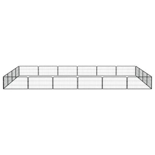 Ograda za pse s 20 panela crna 100 x 50 cm čelik obložen prahom - 600 x 400 x 50 cm Cijena