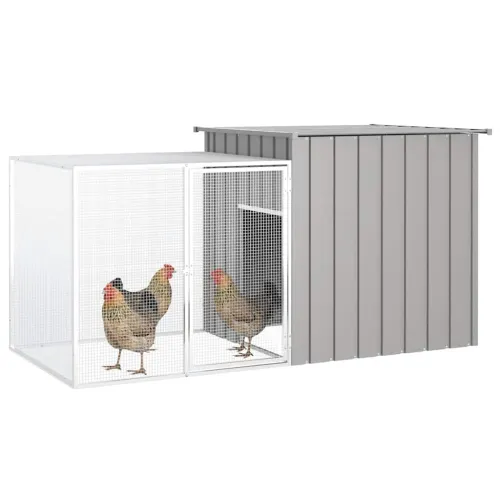 Kavez za kokoši sivi 200 x 91 x 100 cm od pocinčanog čelika - Siva 200 x 91 x 100 cm Siva 200 x 91 x 100 cm Cijena