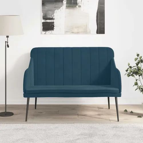 Klupa plava 110 x 76 x 80 cm baršunasta - Plava Cijena