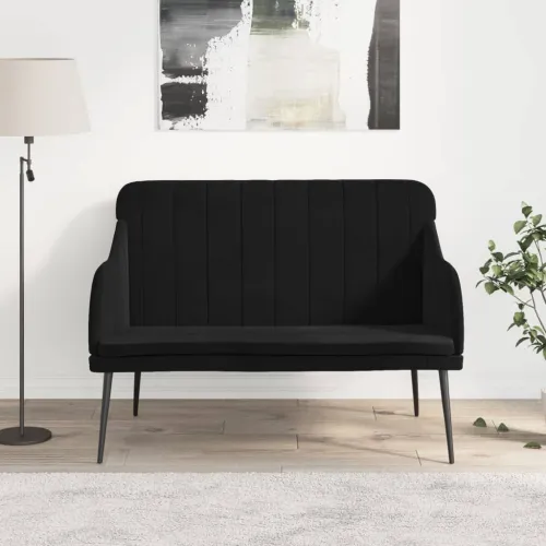 Klupa crna 110 x 76 x 80 cm baršunasta - Crna Cijena