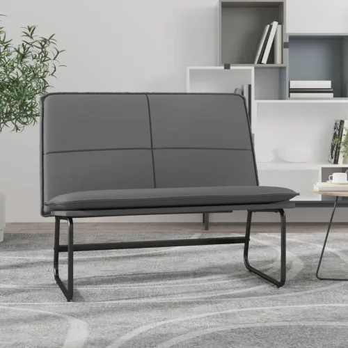 Klupa siva 100 x 75 x 76 cm od umjetne kože - Siva Cijena