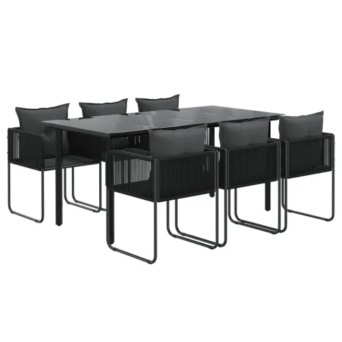 Vrtna garnitura - 7-dijelni vrtni blagovaonski set crni - Dužina stola 160 cm 6 Cijena