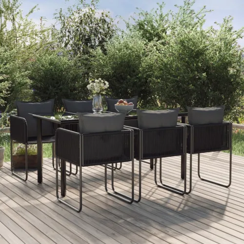 Vrtna garnitura - 7-dijelni vrtni blagovaonski set crni - Dužina stola 160 cm 6 Cijena