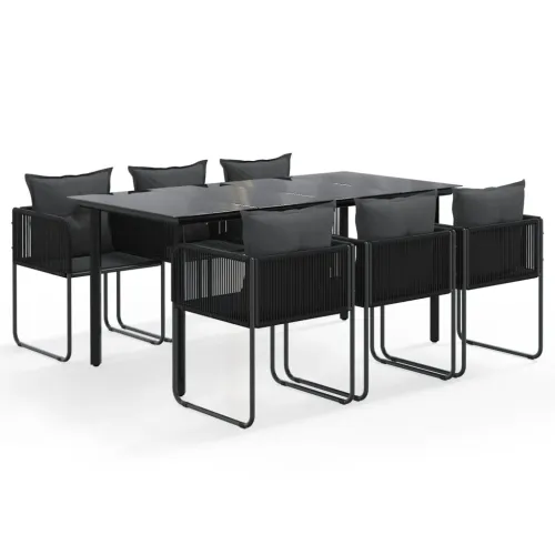 Vrtna garnitura - 7-dijelni vrtni blagovaonski set crni - Dužina stola 160 cm 6 Cijena