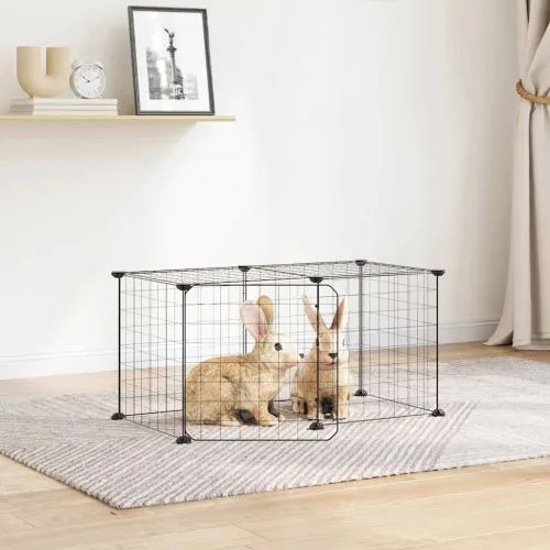 Kavez za ljubimce s 8 panela i vratima crni 70x35x35 cm čelični - 4.3 x 4.3 cm 8 panela s vratima 4,3 x 4,3 cm 8 panela s vratim Cijena