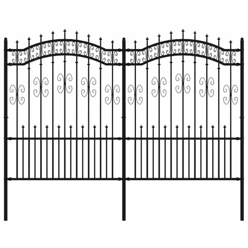 Vrtna ograda KAMPEN s vrhom koplja crna 240x150 cm čelična - 240 x 202,5 cm Crna Cijena