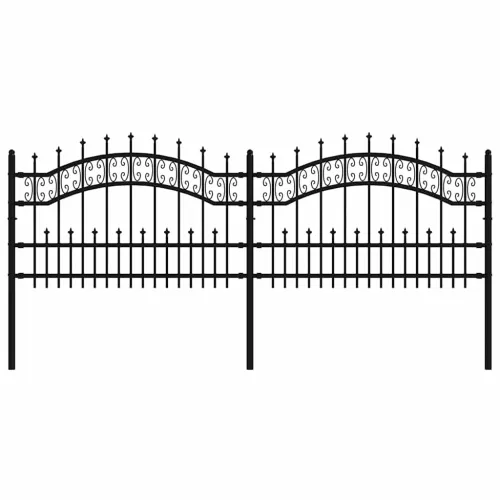 Vrtna ograda KAMPEN s vrhom koplja crna 240x75 cm čelična - 240 x 118 cm Crna Cijena