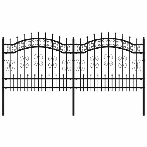 Vrtna ograda KAMPEN s vrhom koplja crna 240x100 cm čelična - 240 x 140 cm Crna Cijena