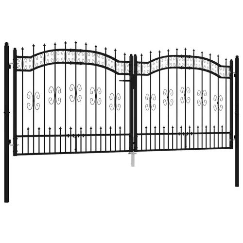 Dvorišna vrata - Vrata za ogradu KAMPEN s kopljem na vrhu crna 302 x 125 cm čelična - 302 x 125 cm Crna Cijena