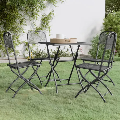 Vrtna garnitura - 5-dijelni vrtni blagovaonski set ekspandirani metal antracit - Dužina stola 60 cm 4 Cijena