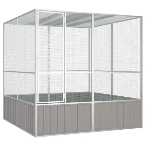 Kavez za ptice sivi 213,5x217,5x211,5 cm od pocinčanog čelika - Siva 213.5 x 217.5 x 211.5 cm Siva 213.5 x 217.5 x 211.5 cm Cijena