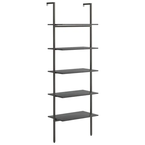 Naslanjajuće police s 5 razina crne 64 x 35 x 185 cm - Crna 1 185 cm Crna Cijena