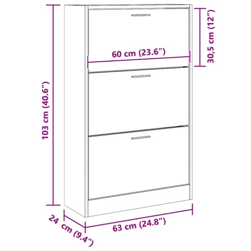 Ormarić za cipele bijeli 63x24x103 cm od konstruiranog drva - Bijela 63 x 24 x 103 cm Cijena