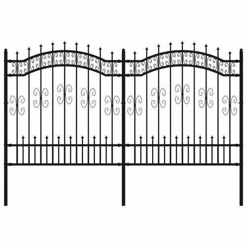 Vrtna ograda KAMPEN s vrhom koplja crna 240x125 cm čelična - 240 x 166 cm Crna Cijena