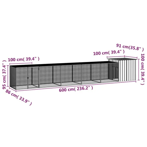 Kavez za kokoši antracit 600x91x100 cm pocinčani čelik - Antracit 600 x 91 x 100 cm Cijena