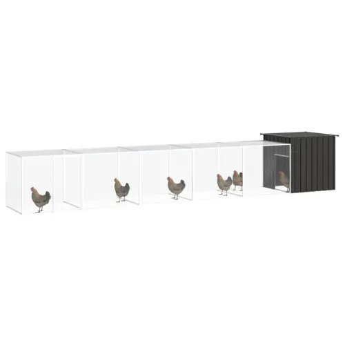 Kavez za kokoši antracit 600x91x100 cm pocinčani čelik - Antracit 600 x 91 x 100 cm Cijena