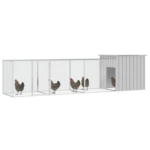 Kavez za kokoši sivi 400x91x100 cm od pocinčanog čelika - Siva 400 x 91 x 100 cm Siva 400 x 91 x 100 cm Cijena