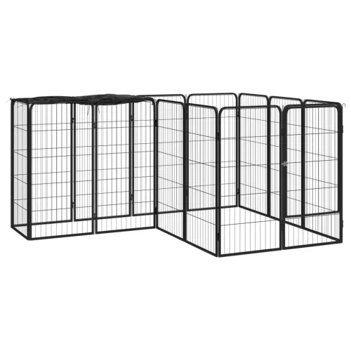 Ograda za pse s 14 panela crna 50 x 100 cm čelik obložen prahom - 200 x 150 x 100 cm Cijena