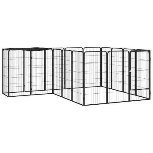 Ograda za pse s 18 panela crna 50 x 100 cm čelik obložen prahom - 250 x 200 x 100 cm Cijena