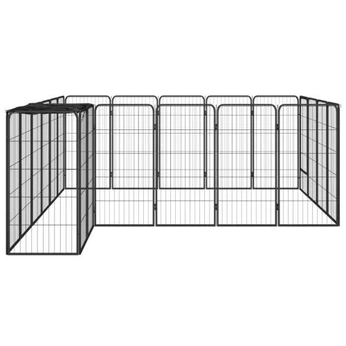 Ograda za pse s 22 panela crna 50 x 100 cm čelik obložen prahom - 300 x 250 x 100 cm Cijena