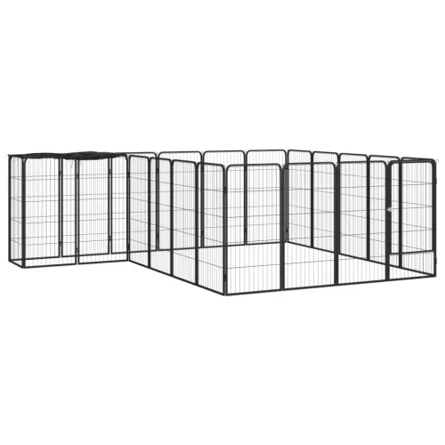 Ograda za pse s 22 panela crna 50 x 100 cm čelik obložen prahom - 300 x 250 x 100 cm Cijena