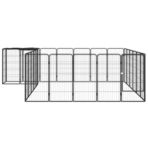 Ograda za pse s 26 panela crna 50 x 100 cm čelik obložen prahom - 350 x 300 x 100 cm Cijena